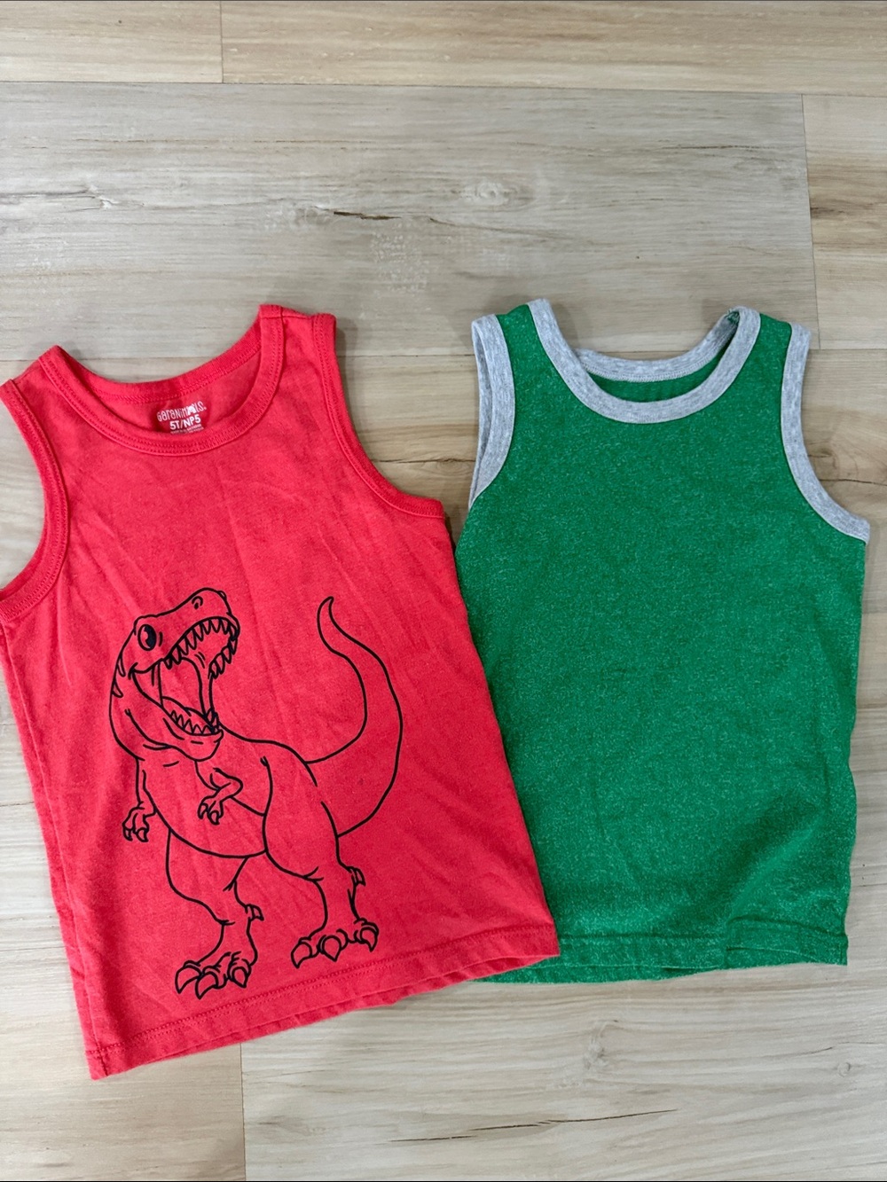 Cat & Jack Red Dino Tank and Green Ringer Tank Set